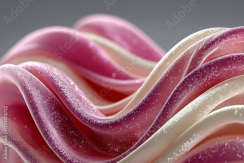 Abstract Flowing Silk Ribbons: Blush Pink and Ivory Organic Folds on Clean White Background, Subtle Depth Shadows for Versatile Texture

