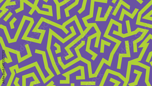 Purple and neon green abstract shapes background
