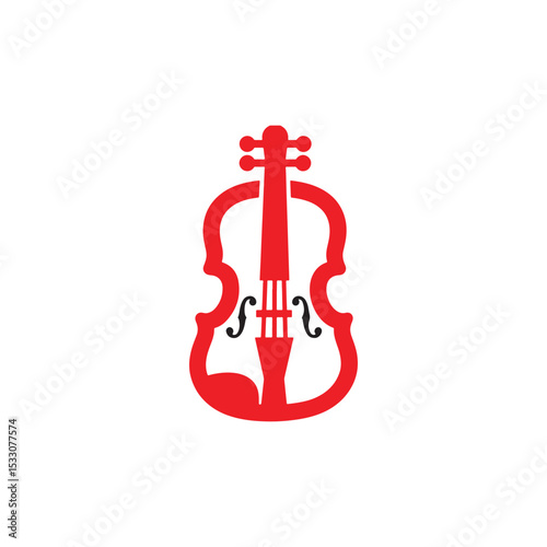 Minimalist Red Violin Icon