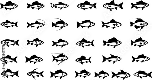 Fish icon vector set isolated on white background. food illustration sign collection.
