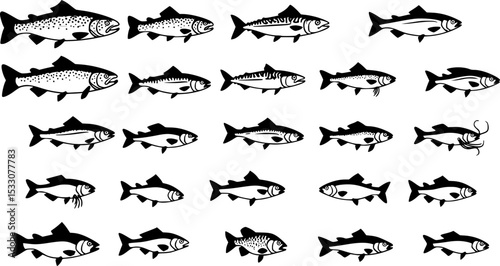 Fish icon vector set isolated on white background. food illustration sign collection.
