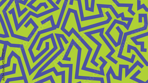 Bold purple maze layout on neon yellow background