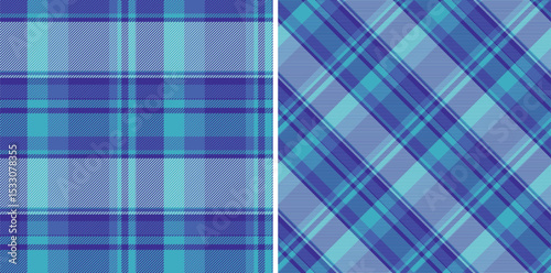 Classic tartan plaid patterns in cool blue hues. Seamless, versatile design, perfect for backgrounds, textiles, or digital projects needing a traditional touch.