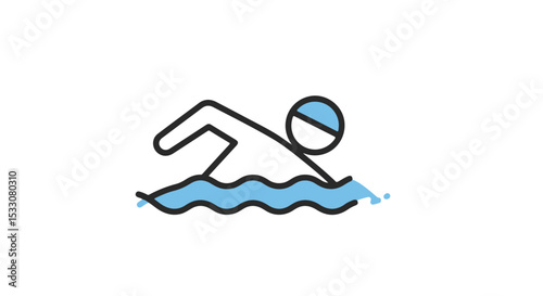 A simple illustration of a swimmer gliding through the water.