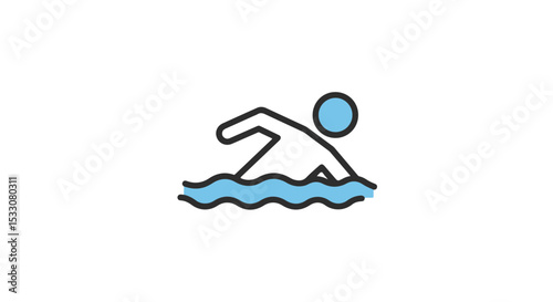 A swimmer depicted in a minimalist style, elegantly gliding through water.