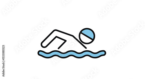 Swimming icon, a person swimming in water. 