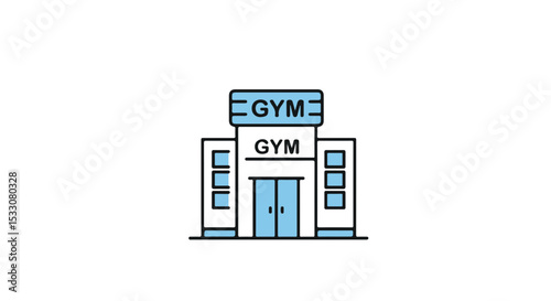 Gym building icon on a neutral backdrop