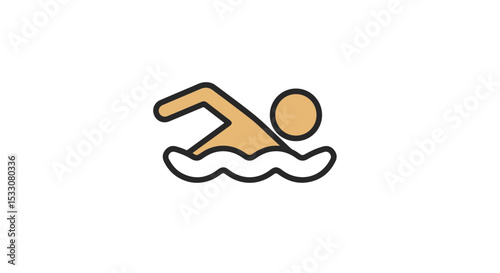 A stylized illustration of a person swimming in the water.