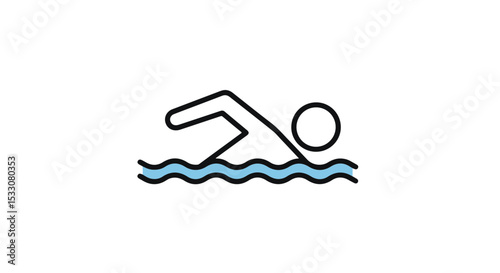 Swimming icon, a simple line drawing of a person swimming.