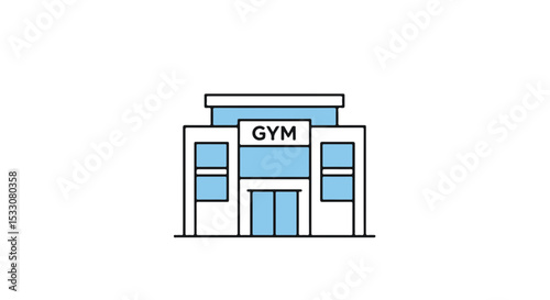 Modern gym building in minimalist style illustration.