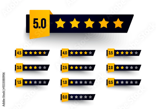 Modern Rating Label Set With Stars From 0 To 5