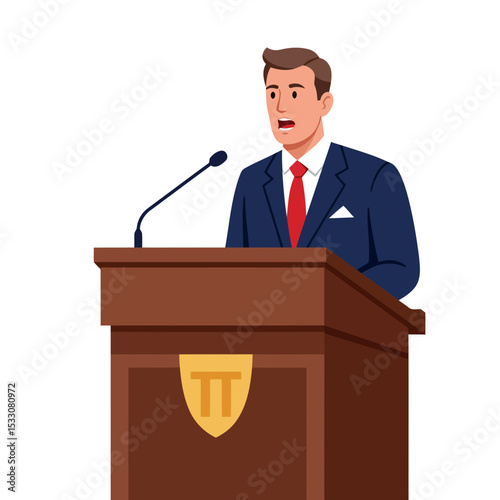 Politician speaking at a pulpit