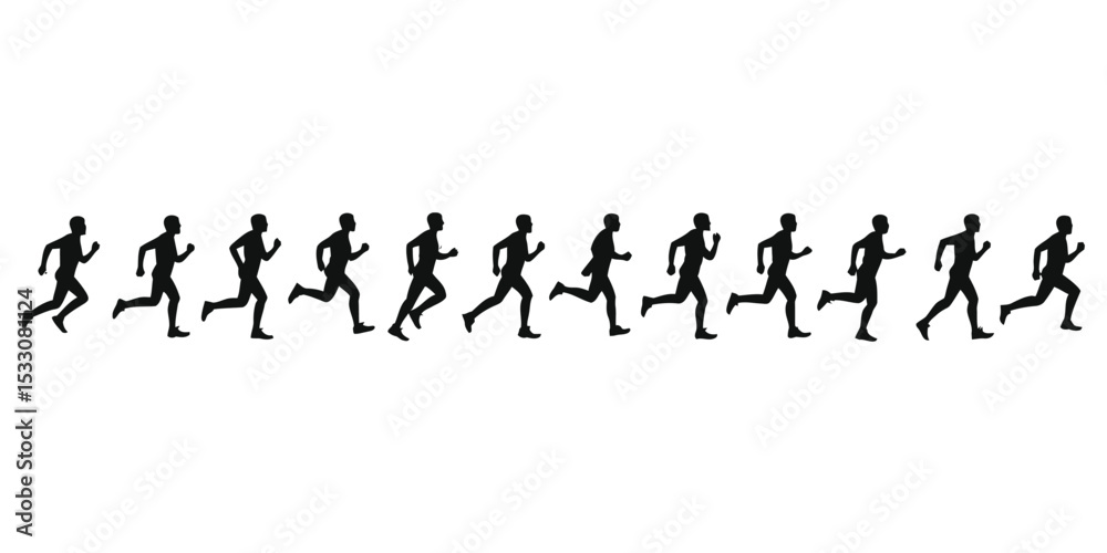 Obraz premium Silhouette of Runners Animated Running Sequence Illustration