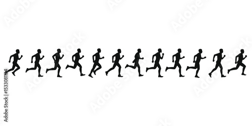 Silhouette of Runners Animated Running Sequence Illustration