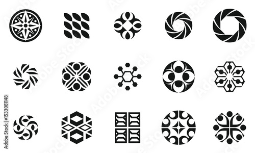 A diverse collection of black and white geometric patterns, showcasing intricate designs that convey elegance and creativity.