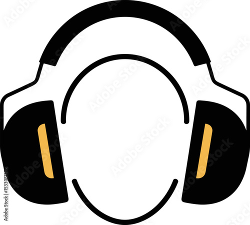 Hearing Protection Required Sign – Safety Headphones Icon Flat Vector for Workplace Noise Hazard Awareness

