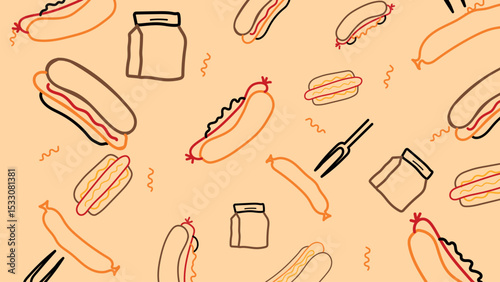Retro snack icons background