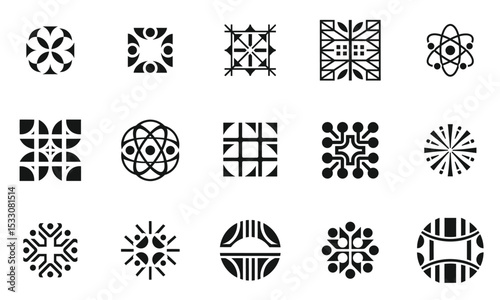 A diverse collection of black and white geometric patterns, showcasing intricate designs that evoke creativity and modern artistry.
