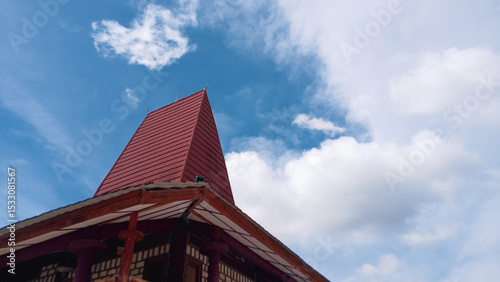 traditional building roof with clear sky