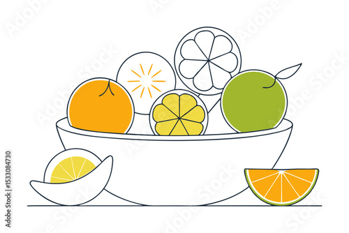 Citrus Fruit Bowl with Lemons Limes and Oranges