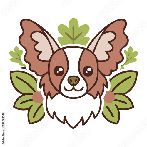 Cute Small Fluffy Dog Portrait Vector Illustration