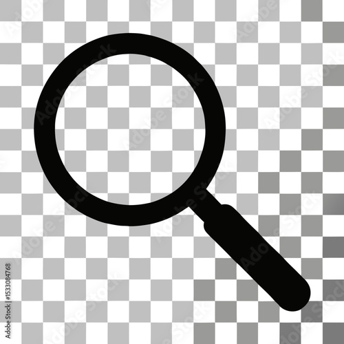 Black Magnifying Glass Icon Vector on White