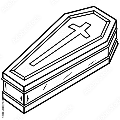 Simple Wooden Coffin Illustration Vector Art