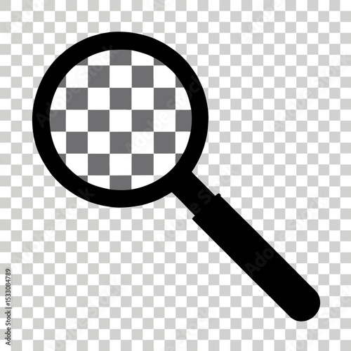 Symmetrical Magnifying Glass Icon on Transparent Background