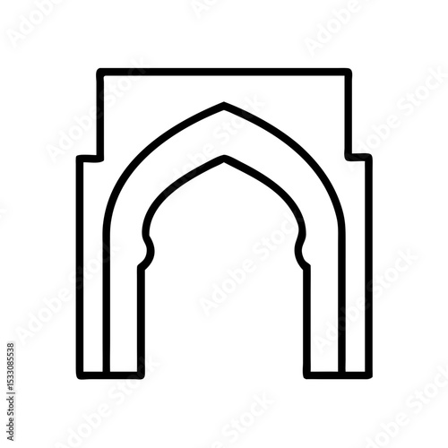 Islamic archway outline design in minimalist style for cultural themes  