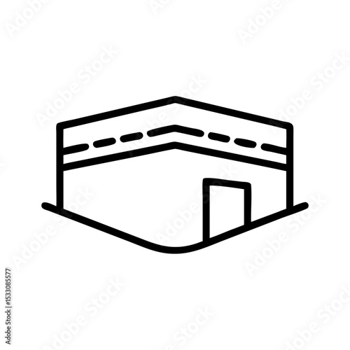 Outline illustration of the Kaaba, a symbol of Eid al-Adha and Islamic New Year  