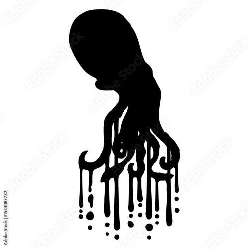 Tentacle Octopus Ink Drops Graffiti Spray Cool Fun Isolated Vector Graphic Design Illustration
