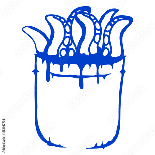 Tentacle pocket octopus monster shirt traveling Isolated Vector Graphic Design Illustration
