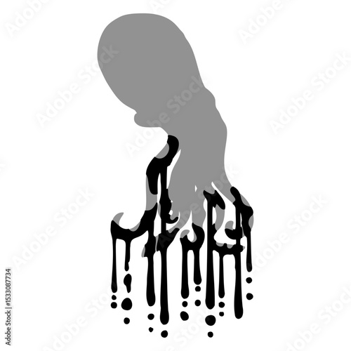 Tentacle Octopus Ink Drops Graffiti Spray Cool Fun Isolated Vector Graphic Design Illustration
