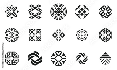A collection of modern geometric patterns in black and white, showcasing intricate designs that evoke a sense of harmony and balance.