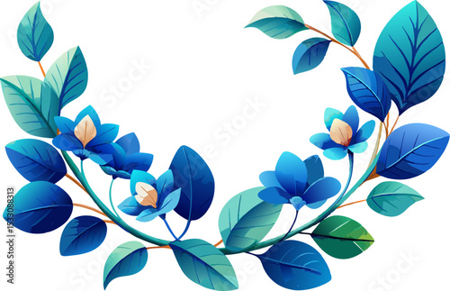 cyclamen flower garland with mottled teal leaves,on white background.