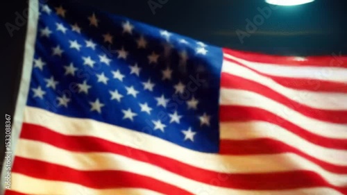 Waving American Flag on Black Background, Symbol of Patriotism, Strength and Freedom