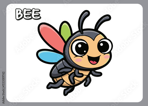 Cute little bee  happy smile cartoon vector  illustration.
