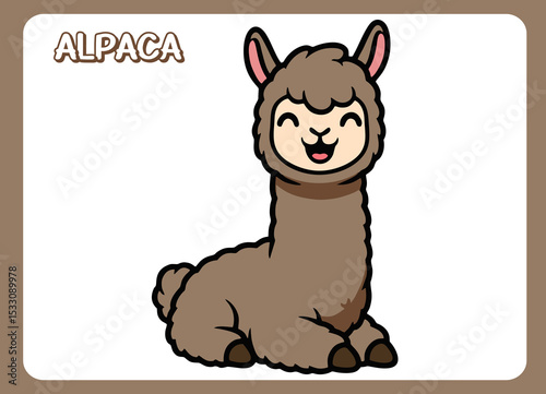 Cute little alpaca  happy smile cartoon vector  illustration.