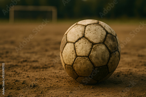 Weathered Soccer Ball On Dirt Field