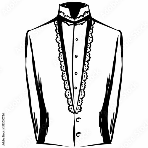 Classic Victorian shirt illustration with lace detailing  