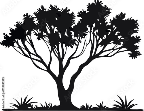 tree silhouette vector with isolated white background 
