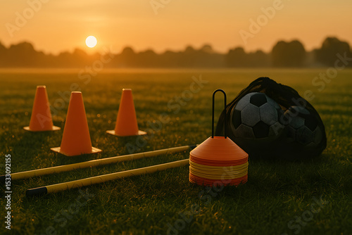 Soccer Training Equipment At Sunrise