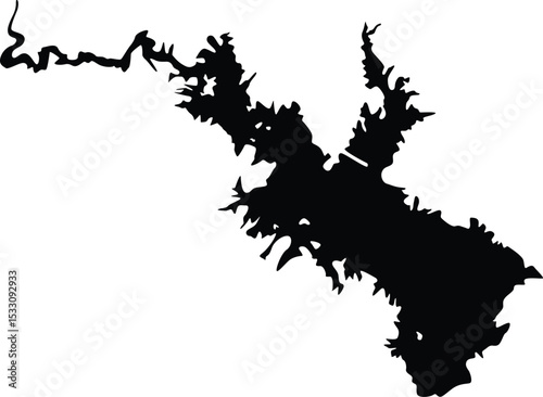 Map of Whiskeytown Lake California USA Silhouette Flat Design