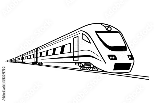 Bullet Train Minimalist Line Illustration Art