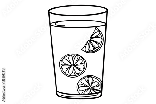 Line Drawing of Citrus Drink in a Glass Icon