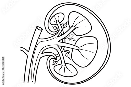 Kidney Organ Line Drawing Medical Vector Icon