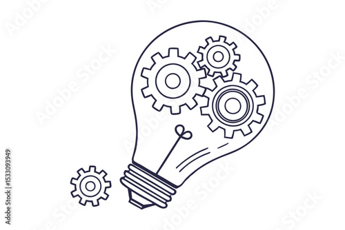 Creativity and Mechanics Light Bulb Line Drawing