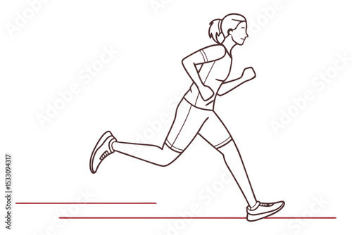 Runner Silhouette in Line Drawing Style