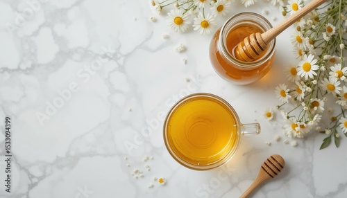Honey Tea With Chamomile Flowers