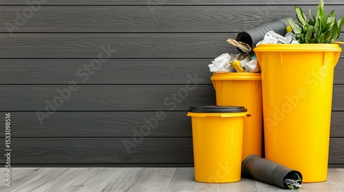 Trash sorting chart for hospitality industry focusing on kitchen waste and packaging disposal
